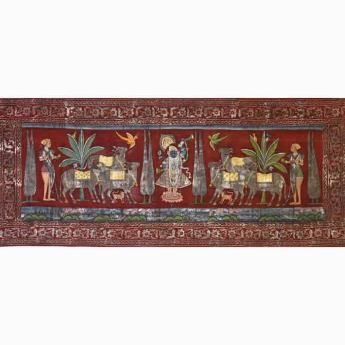 Maroon Vinatage Shrinathji Panel : Divine Elegance Unveiled