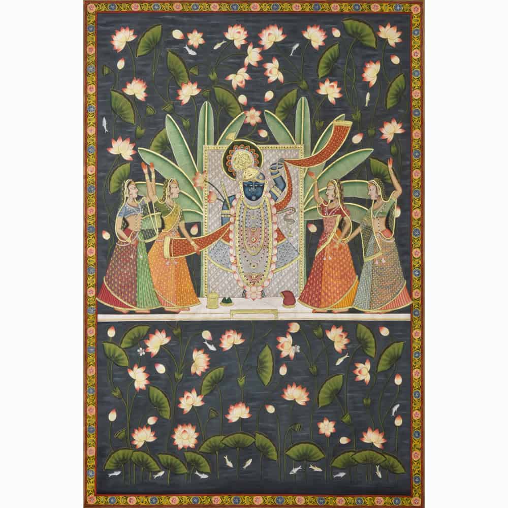 Divine Harmony: Shrinathji and the Lotus Jaal Masterpiece