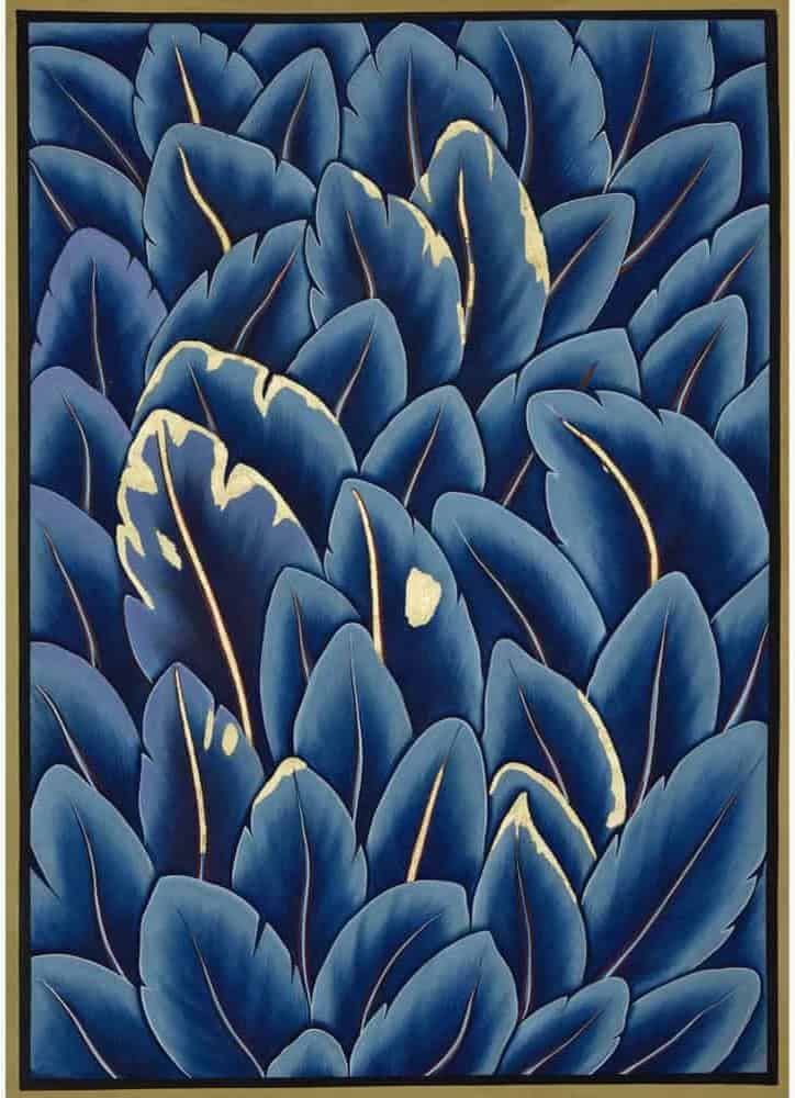 Elegant blue leaves pichwai painting