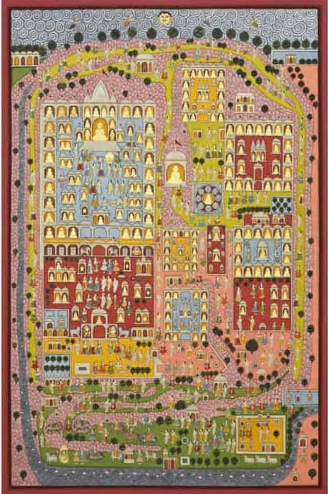 Hues of Palitana, a vibrant artwork in the Types of Pichwai paintings.