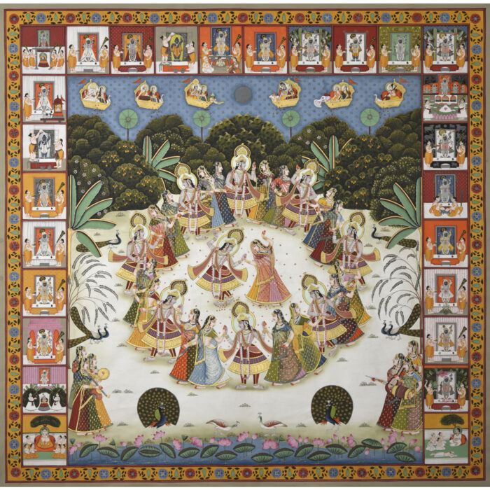 Raslila-4: Divine Krishna Dance Pichwai Painting
