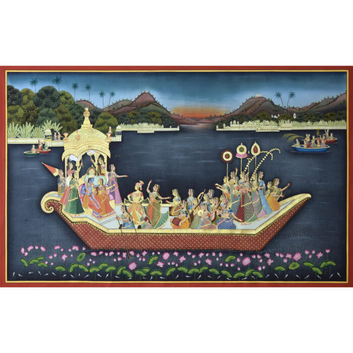 Nauka Vihar 5 – Divine Pichwai of Boat in Lotus Pond