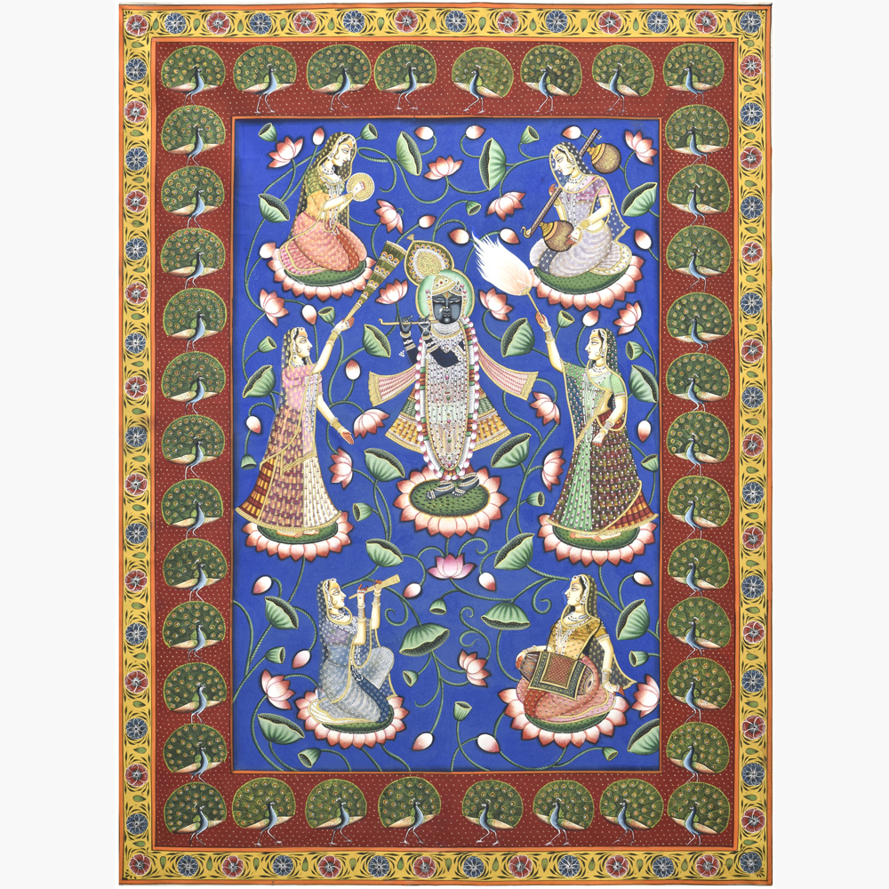 Rasa Lila in the Sacred Lotus - Krishna with Gopis