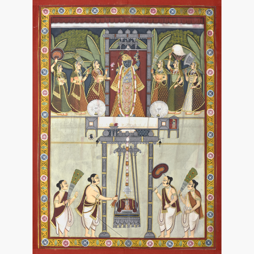 Swing Festival (Hindola) Pichwai - priests swinging idol