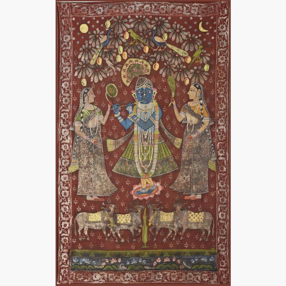 Cowherd Krishna with His Devotees - divine gathering