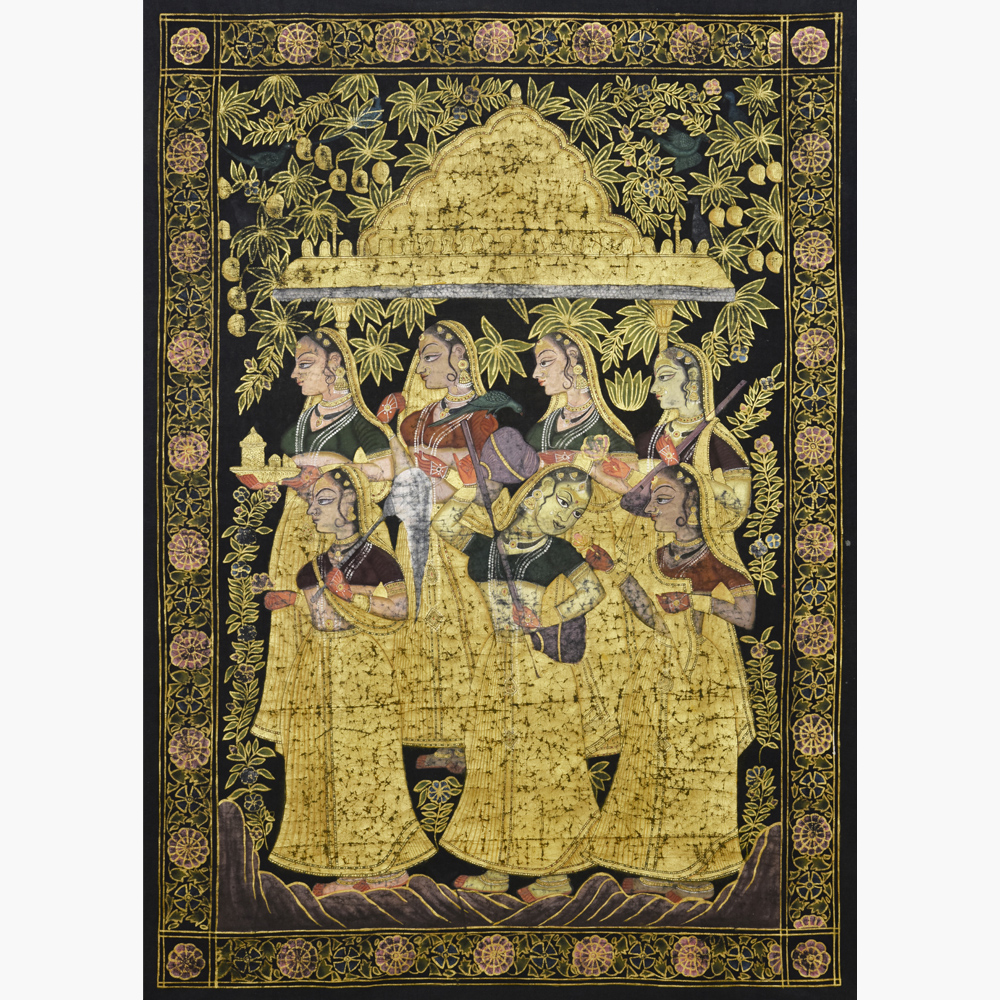 Vrikshachari Pichwai - divine tree dwelling scene