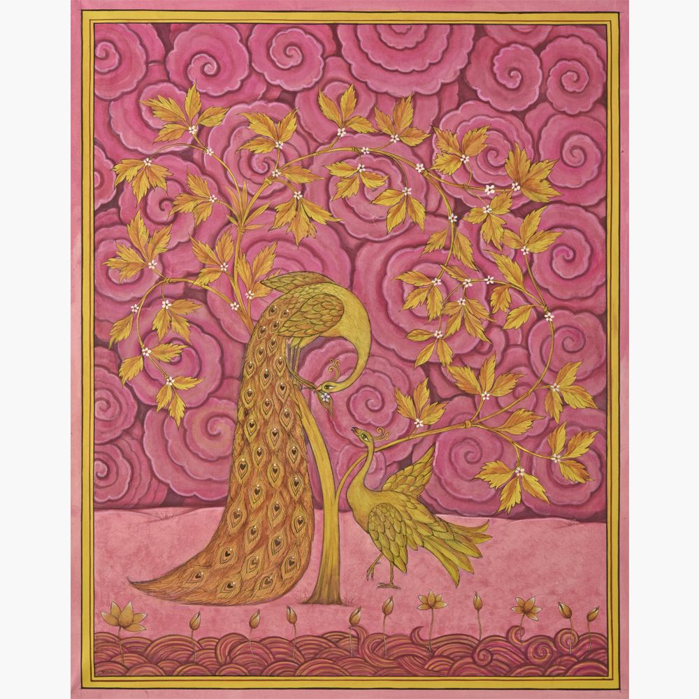 Peacock Reverie Pichwai – Divine Royal Grace