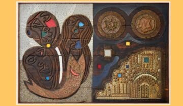 Piraji Sagara mixed media paintings on wood